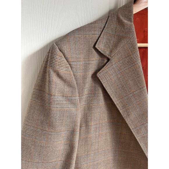Vintage 1970's Plaid Brown Men's Sport Coat and Vest Set Size Large - Picture 7 of 9